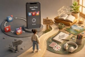 Relaxing activities to do at home, with reading, puzzles, drawing, and music offering a peaceful alternative to repetitive phone scrolling.